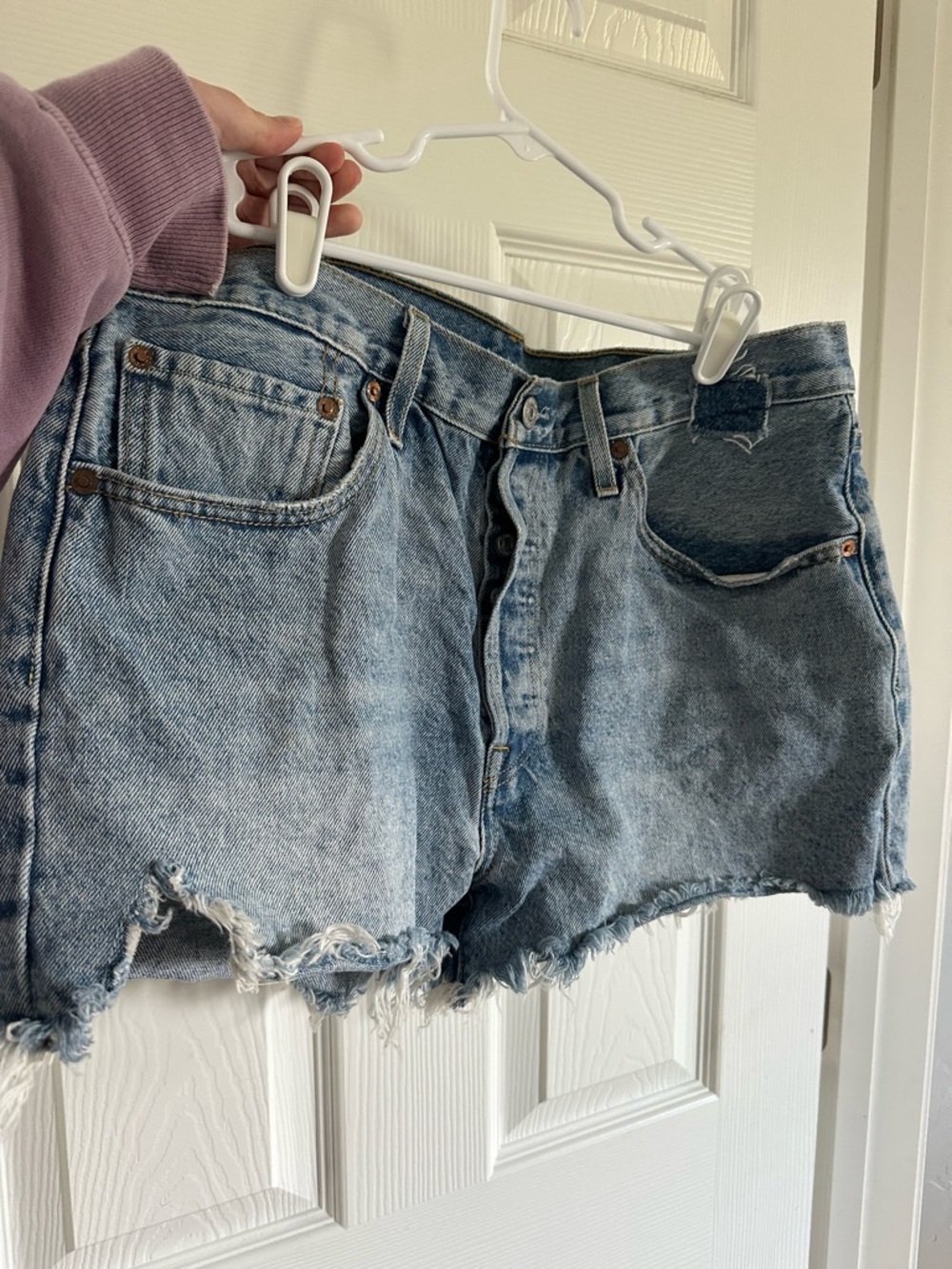 Levi's Light Blue Distressed Cutoff Jean Shorts